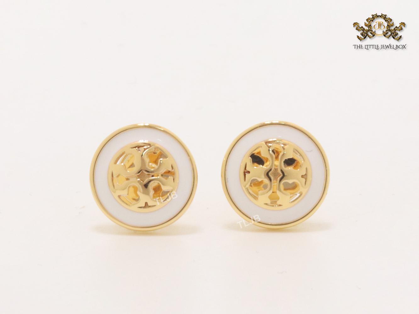 Alphabet T white enamel studs