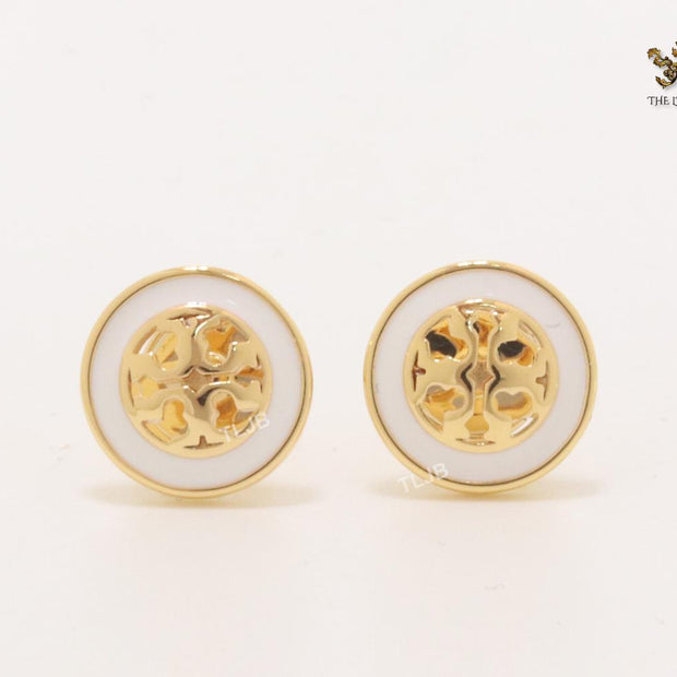 Alphabet T white enamel studs