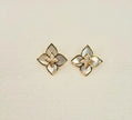 Alphabet RC Gold Plated White Clover Plain Stud Earring