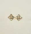 Alphabet RC Gold Plated White Clover Plain Stud Earring