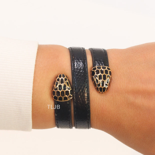 Serpentine black belt bracelet