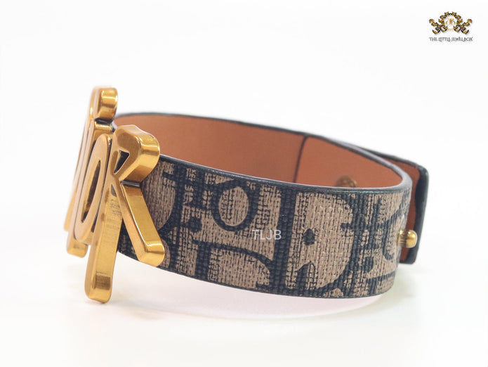 Alphabet D Coffee Brown Strap Bracelet