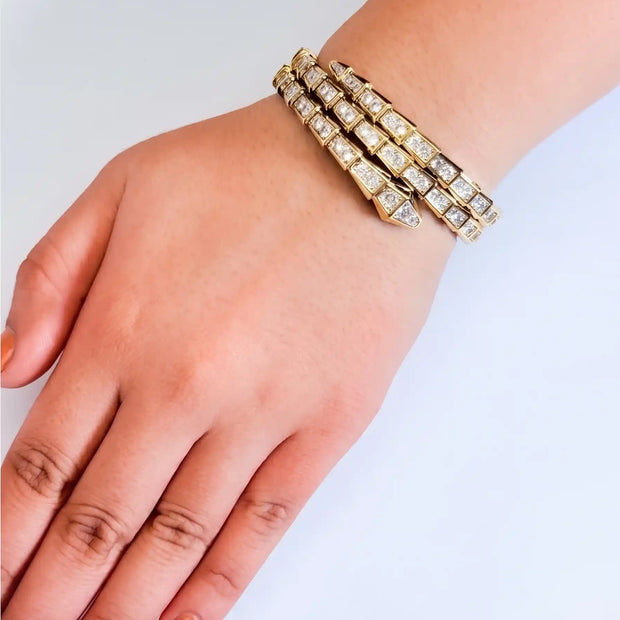 Gold CZ Serpent Tennis Bracelet