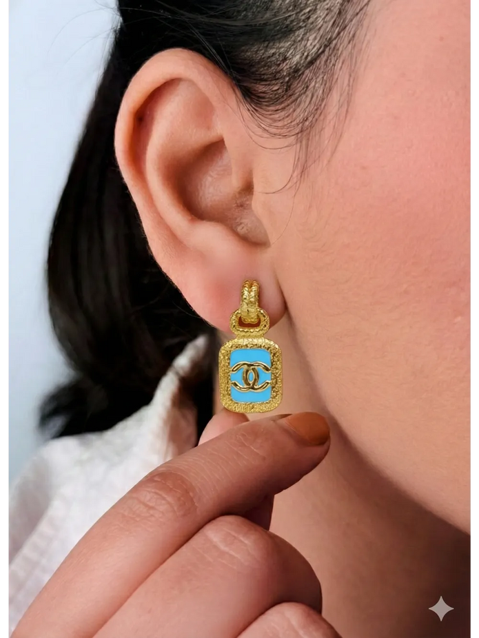 Turquoise Double C Drop Earrings