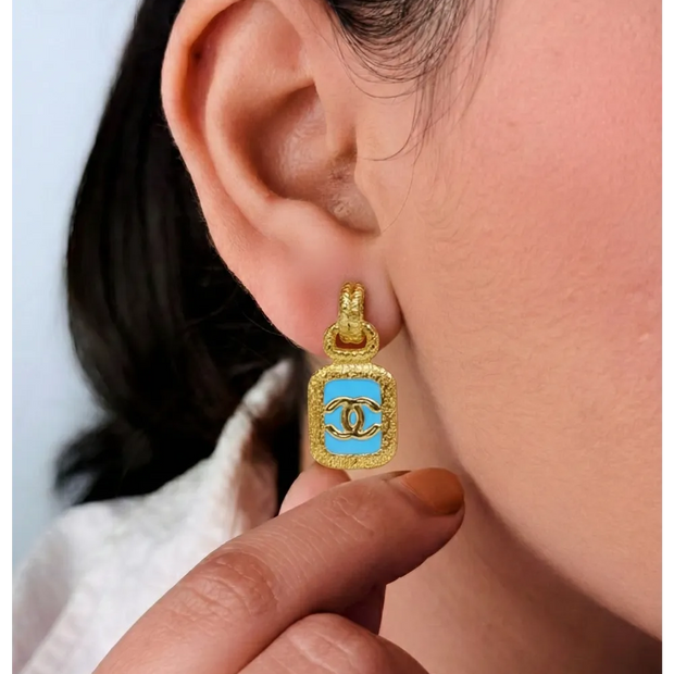 Turquoise Double C Drop Earrings