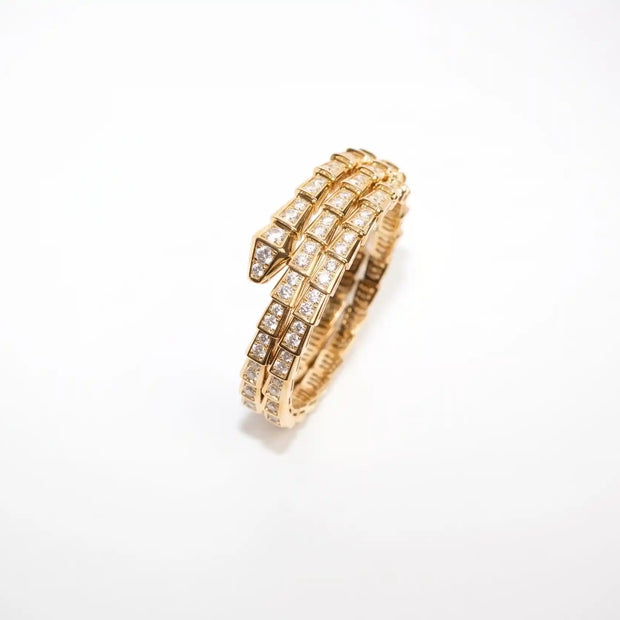 Gold CZ Serpent Tennis Bracelet