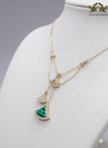 Alphabet B V L Green Malachite and Cz charms chain