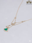 Alphabet B V L Green Malachite and Cz charms chain