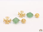 Alphabet T danglers with green carved stone