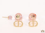 Transparent pink pearl bomber earrings with alphabets