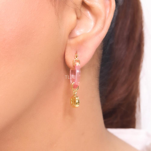 CD Hoops in Pink wih Gold