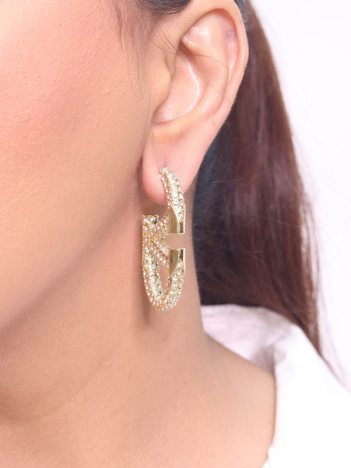 V Oval Hoops in Cz 45 mm