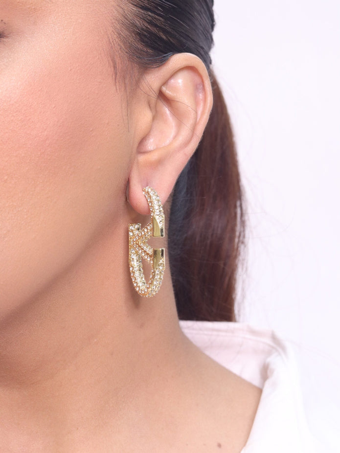 V Oval Hoops in Cz 45 mm