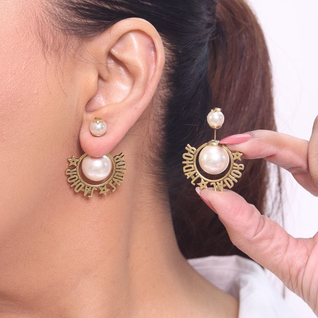 Alphabet D Pearl Bomber in Gold