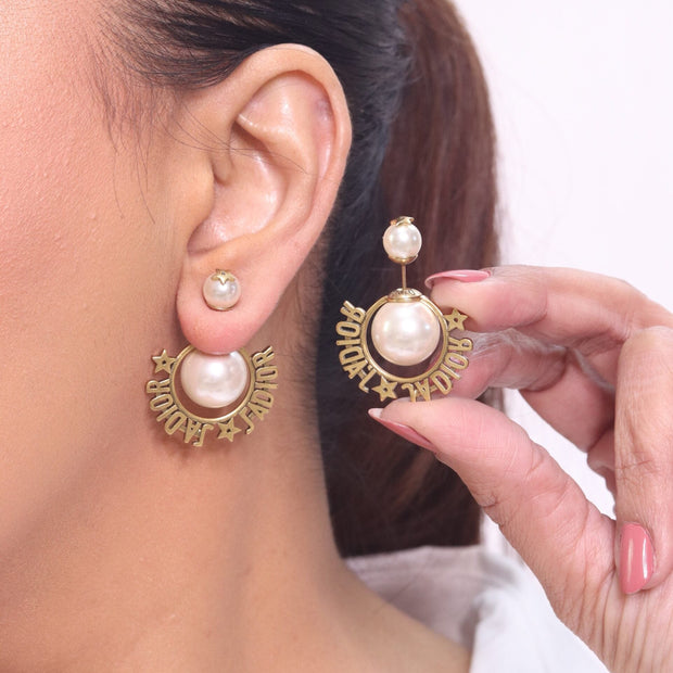 Alphabet D Pearl Bomber in Gold