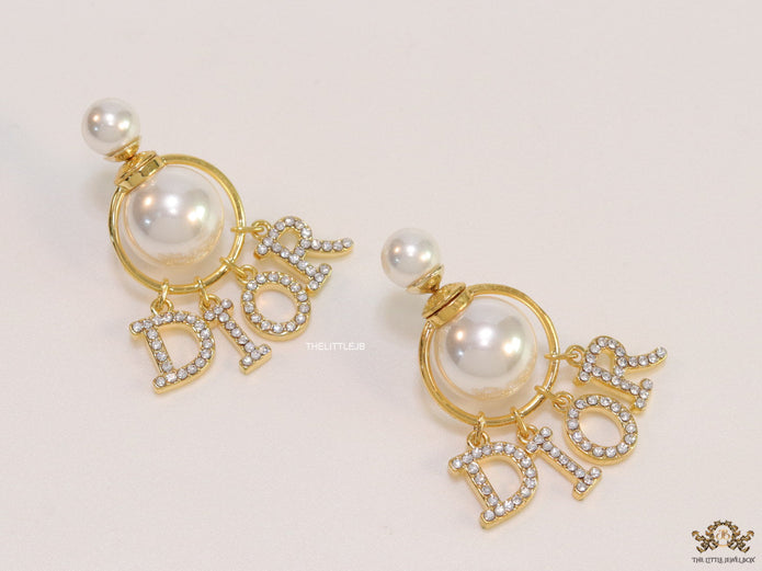 Cz alphabet drop pearl bomber studs