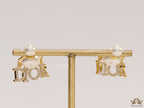 Cz alphabet drop pearl bomber studs