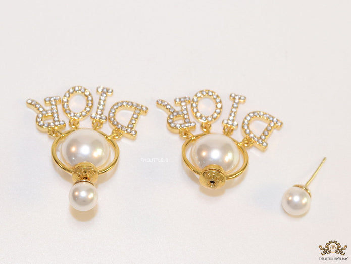 Cz alphabet drop pearl bomber studs