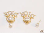Cz alphabet drop pearl bomber studs