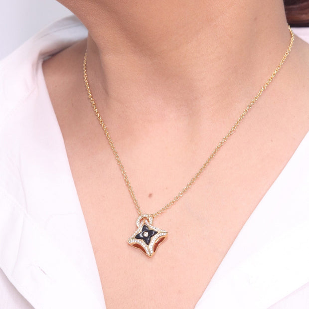 Alphabet LV Delicate Chain with Black Enamel pendant