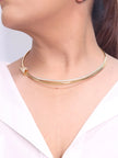 Alphabet T and Co Double line stiff Choker in gold