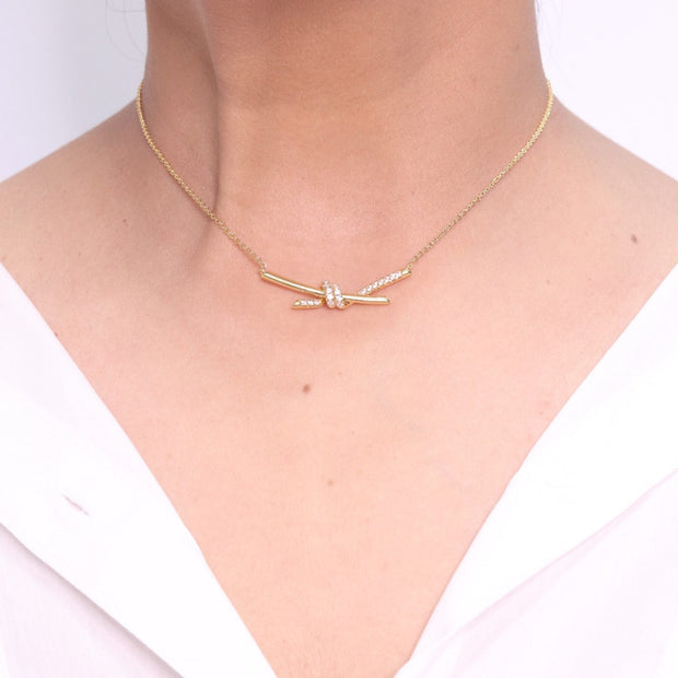 Alphabet T and CO Knot Neck Chain in Gold