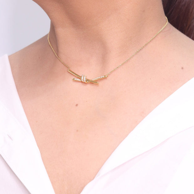 Alphabet T and CO Knot Neck Chain in Gold