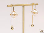 Detachable long chain pearl dangles in gold plating