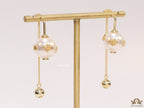 Detachable long chain pearl dangles in gold plating