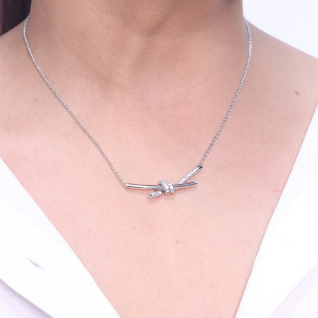 Alphabet T and Co Knot Neck Chain in Platinum