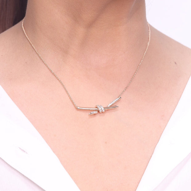 Alphabet T and Co Knot Neck Chain in Rose Gold