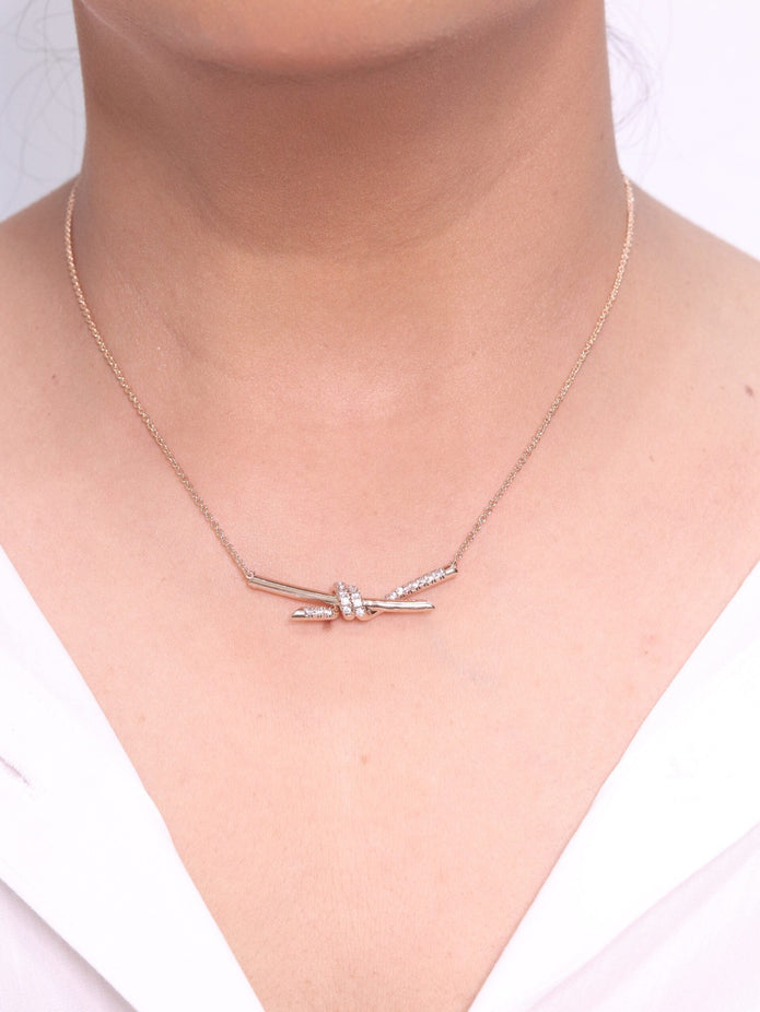 Alphabet T and Co Knot Neck Chain in Rose Gold