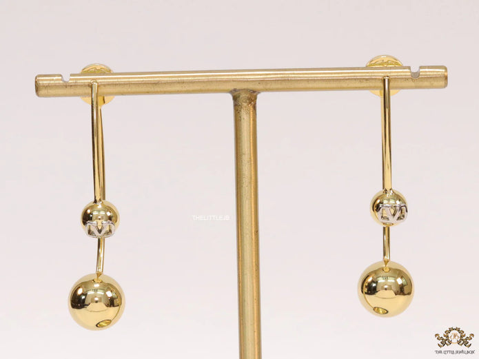 Open long twin lobed golden earrings