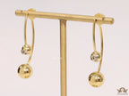 Open long twin lobed golden earrings