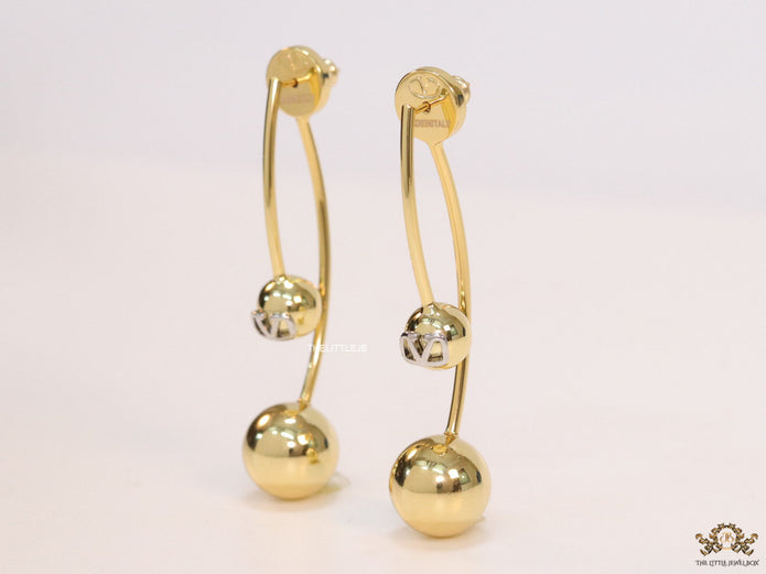 Open long twin lobed golden earrings