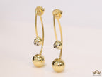 Open long twin lobed golden earrings