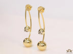 Open long twin lobed golden earrings