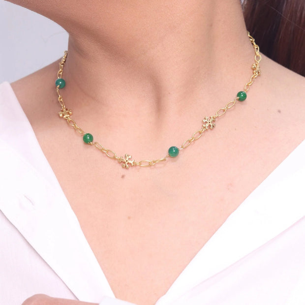 Alphabet TB Green & Gold Necklace