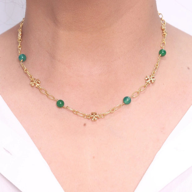 Alphabet TB Green & Gold Necklace