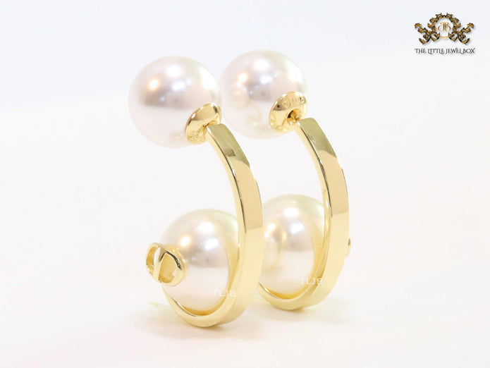Alphabet C and D pearl and gold dangles