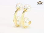 Alphabet C and D pearl and gold dangles