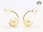 Alphabet C and D pearl and gold dangles