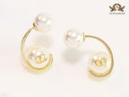 Alphabet C and D pearl and gold dangles