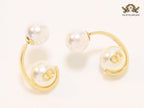 Alphabet C and D pearl and gold dangles