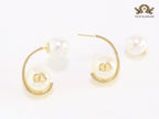 Alphabet C and D pearl and gold dangles