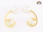 Alphabet C and D pearl and gold dangles