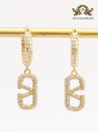 Alphabet V CZ hoop dangles