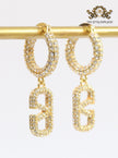 Alphabet V CZ hoop dangles