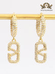 Alphabet V CZ hoop dangles
