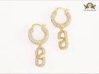Alphabet V CZ hoop dangles